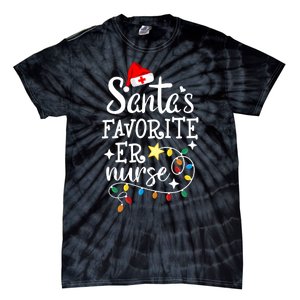 Merry Christmas Nurse Crew Rn Ed SantaS Favorite Er Nurse Tie-Dye T-Shirt