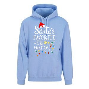 Merry Christmas Nurse Crew Rn Ed SantaS Favorite Er Nurse Unisex Surf Hoodie