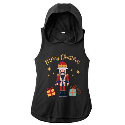 Merry Christmas Nutcracker Ladies PosiCharge Tri-Blend Wicking Draft Hoodie Tank