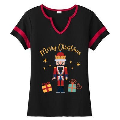 Merry Christmas Nutcracker Ladies Halftime Notch Neck Tee