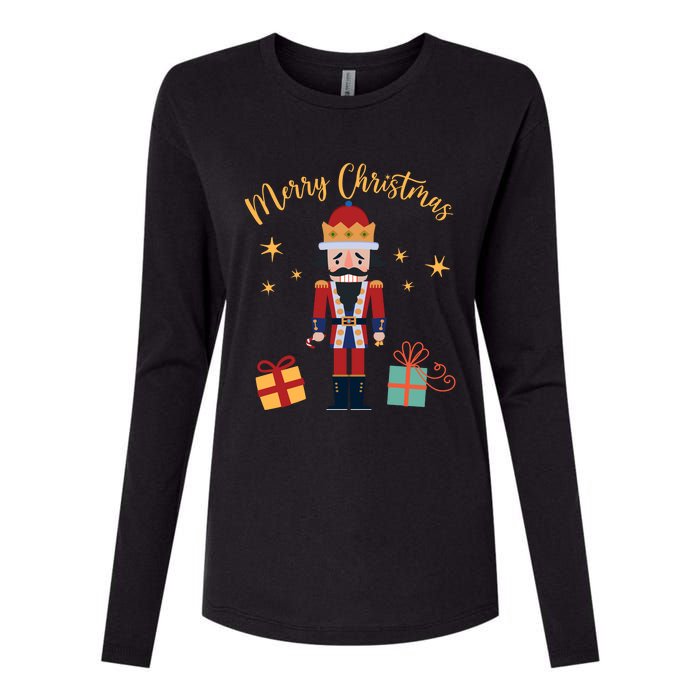 Merry Christmas Nutcracker Womens Cotton Relaxed Long Sleeve T-Shirt