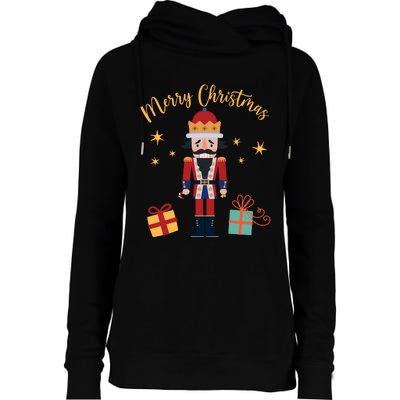 Merry Christmas Nutcracker Womens Funnel Neck Pullover Hood