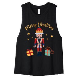 Merry Christmas Nutcracker Women's Racerback Cropped Tank