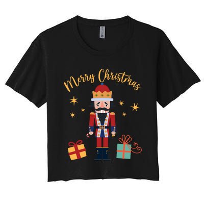 Merry Christmas Nutcracker Women's Crop Top Tee