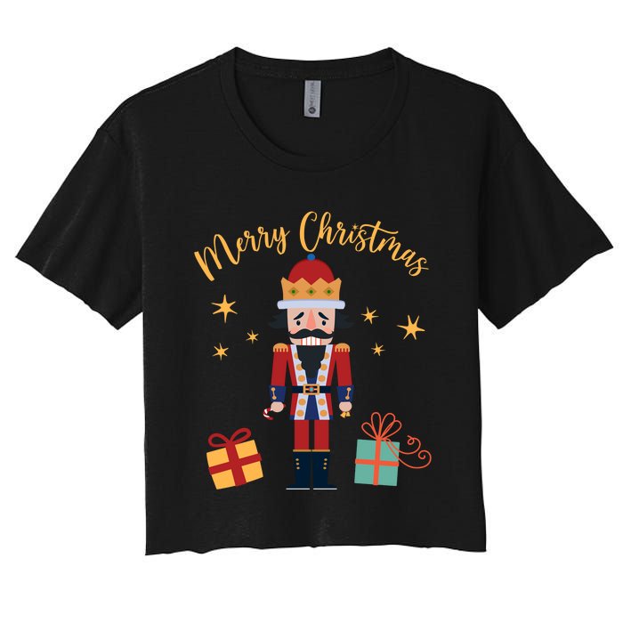 Merry Christmas Nutcracker Women's Crop Top Tee