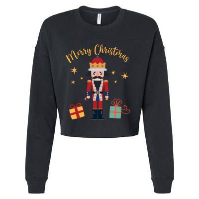 Merry Christmas Nutcracker Cropped Pullover Crew