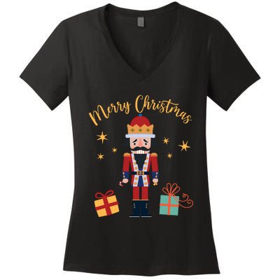 Merry Christmas Nutcracker Women's V-Neck T-Shirt