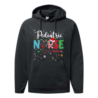 Merry Christmas Nurse Pediatric Nurse Christmas Pattern Performance Fleece Hoodie