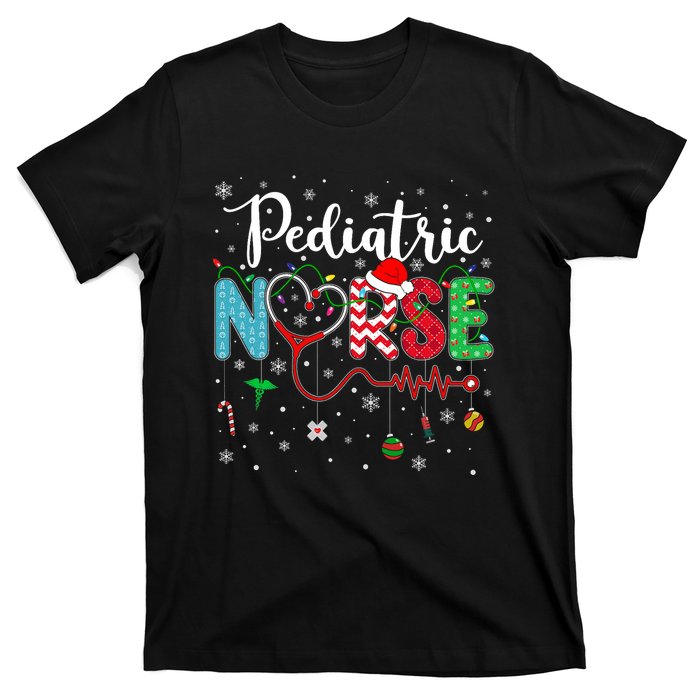 Merry Christmas Nurse Pediatric Nurse Christmas Pattern T-Shirt