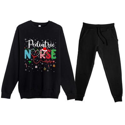 Merry Christmas Nurse Pediatric Nurse Christmas Pattern Premium Crewneck Sweatsuit Set