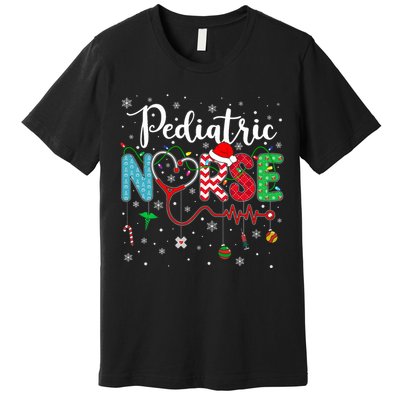 Merry Christmas Nurse Pediatric Nurse Christmas Pattern Premium T-Shirt