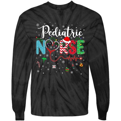 Merry Christmas Nurse Pediatric Nurse Christmas Pattern Tie-Dye Long Sleeve Shirt