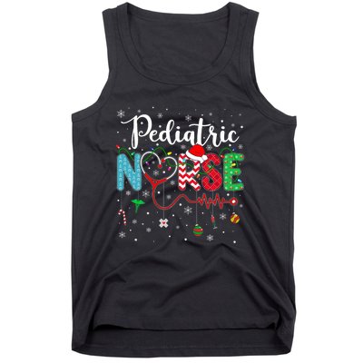 Merry Christmas Nurse Pediatric Nurse Christmas Pattern Tank Top