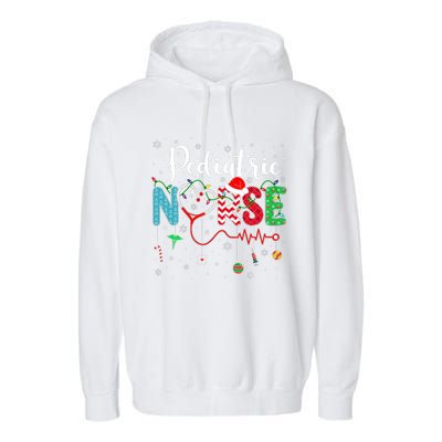 Merry Christmas Nurse Pediatric Nurse Christmas Pattern Garment-Dyed Fleece Hoodie