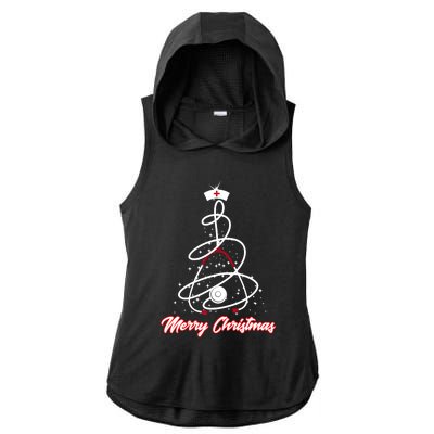 Merry Christmas Nurse Yuletide Practitioners Cute Gift Ladies PosiCharge Tri-Blend Wicking Draft Hoodie Tank