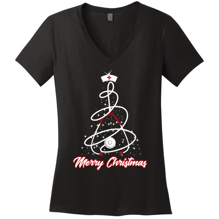 Merry Christmas Nurse Yuletide Practitioners Cute Gift Women's V-Neck T-Shirt