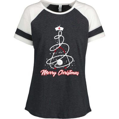 Merry Christmas Nurse Yuletide Practitioners Cute Gift Enza Ladies Jersey Colorblock Tee