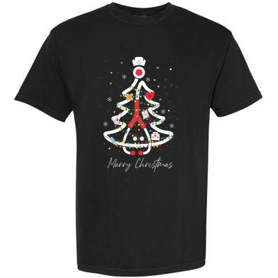 Merry Christmas Nurse Stethoscope Tree Lights Garment-Dyed Heavyweight T-Shirt