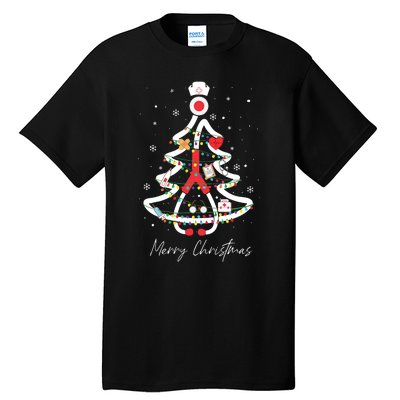 Merry Christmas Nurse Stethoscope Tree Lights Tall T-Shirt