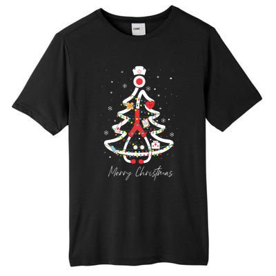 Merry Christmas Nurse Stethoscope Tree Lights Tall Fusion ChromaSoft Performance T-Shirt