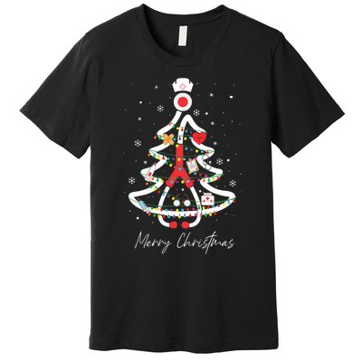 Merry Christmas Nurse Stethoscope Tree Lights Premium T-Shirt