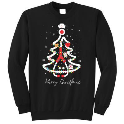 Merry Christmas Nurse Stethoscope Tree Lights Tall Sweatshirt