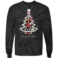 Merry Christmas Nurse Stethoscope Tree Lights Tie-Dye Long Sleeve Shirt