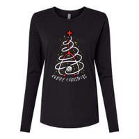 Merry Christmas Nurse Xmas Scrub Top Stethoscope Womens Cotton Relaxed Long Sleeve T-Shirt