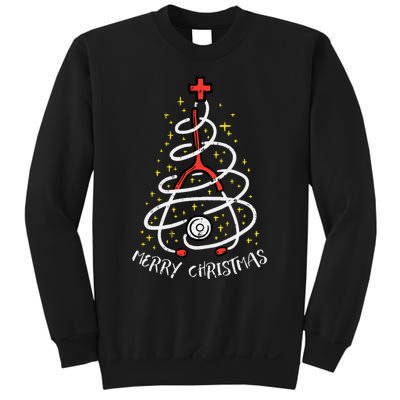 Merry Christmas Nurse Xmas Scrub Top Stethoscope Sweatshirt