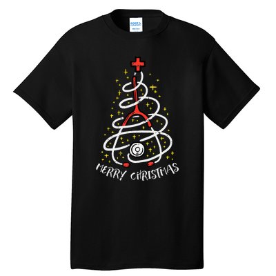 Merry Christmas Nurse Xmas Scrub Top Stethoscope Tall T-Shirt