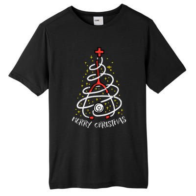 Merry Christmas Nurse Xmas Scrub Top Stethoscope Tall Fusion ChromaSoft Performance T-Shirt