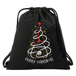 Merry Christmas Nurse Xmas Scrub Top Stethoscope Drawstring Bag