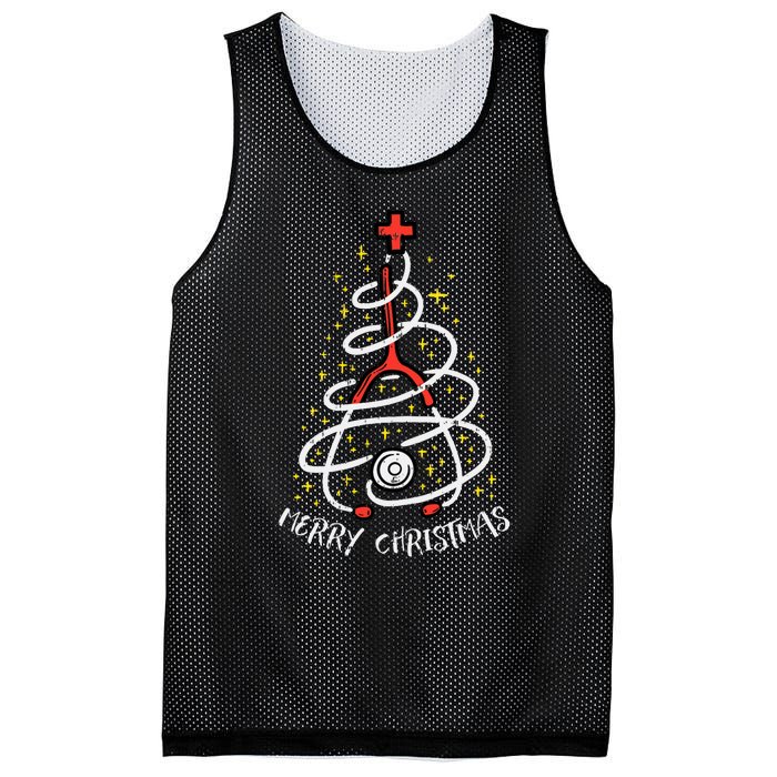 Merry Christmas Nurse Xmas Scrub Top Stethoscope Mesh Reversible Basketball Jersey Tank