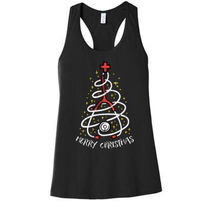 Merry Christmas Nurse Xmas Scrub Top Stethoscope Women's Racerback Tank