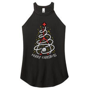 Merry Christmas Nurse Xmas Scrub Top Stethoscope Women's Perfect Tri Rocker Tank