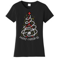 Merry Christmas Nurse Xmas Scrub Top Stethoscope Women's T-Shirt