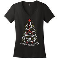 Merry Christmas Nurse Xmas Scrub Top Stethoscope Women's V-Neck T-Shirt