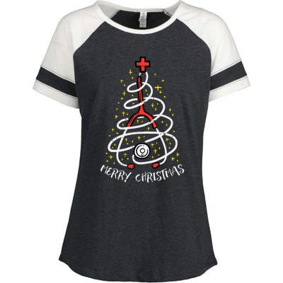 Merry Christmas Nurse Xmas Scrub Top Stethoscope Enza Ladies Jersey Colorblock Tee