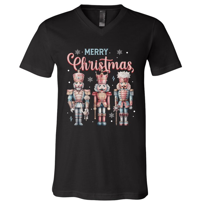 Merry Christmas Nutcracker Ballet Festive Xmas V-Neck T-Shirt