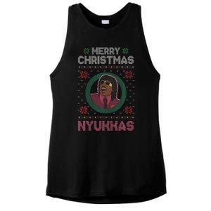 Merry Christmas Nyukkas Funny Christmas Apparel Ladies PosiCharge Tri-Blend Wicking Tank