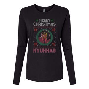 Merry Christmas Nyukkas Funny Christmas Apparel Womens Cotton Relaxed Long Sleeve T-Shirt