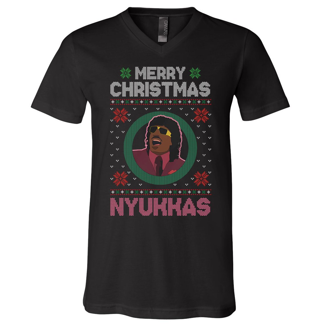 Merry Christmas Nyukkas Funny Christmas Apparel V-Neck T-Shirt