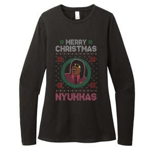 Merry Christmas Nyukkas Funny Christmas Apparel Womens CVC Long Sleeve Shirt