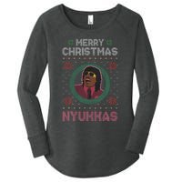 Merry Christmas Nyukkas Funny Christmas Apparel Women's Perfect Tri Tunic Long Sleeve Shirt