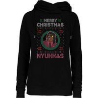 Merry Christmas Nyukkas Funny Christmas Apparel Womens Funnel Neck Pullover Hood