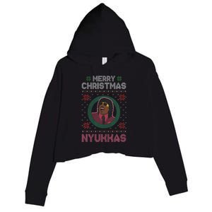 Merry Christmas Nyukkas Funny Christmas Apparel Crop Fleece Hoodie