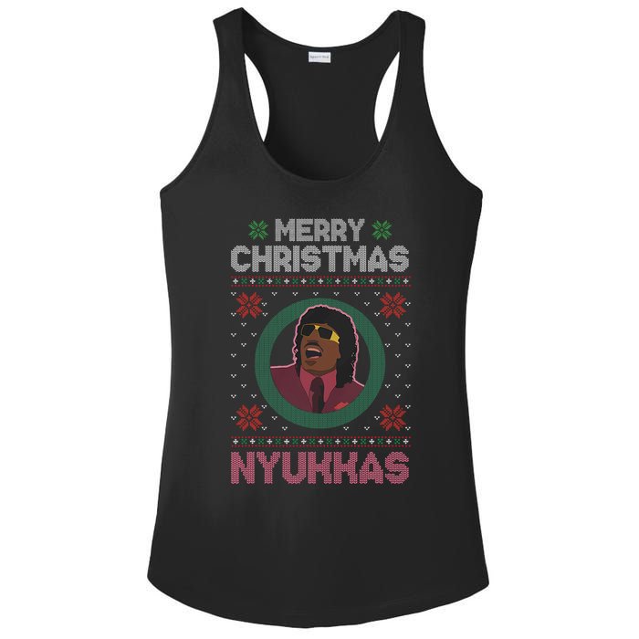 Merry Christmas Nyukkas Funny Christmas Apparel Ladies PosiCharge Competitor Racerback Tank