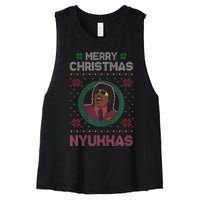 Merry Christmas Nyukkas Funny Christmas Apparel Women's Racerback Cropped Tank