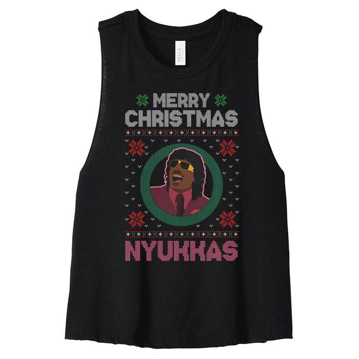 Merry Christmas Nyukkas Funny Christmas Apparel Women's Racerback Cropped Tank