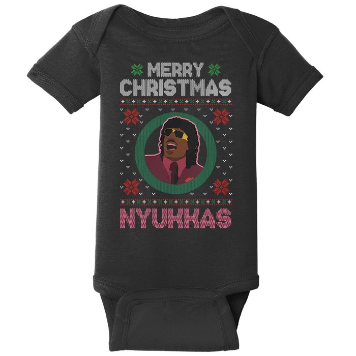 Merry Christmas Nyukkas Funny Christmas Apparel Baby Bodysuit